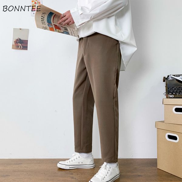 

men pants straight solid simple ins trendy leisure ankle-length loose all-match harajuku korean style mens plus size 3xl new, Black