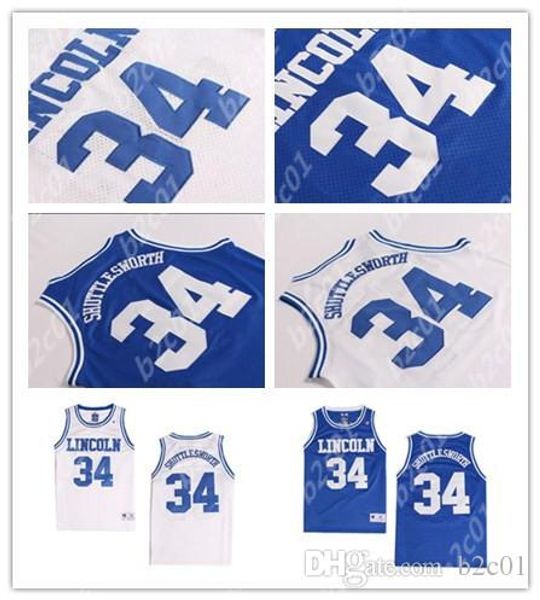 

men's jesus shuttlesworth #34 lincoln he got game movie basketball jersey blue white, Black;red