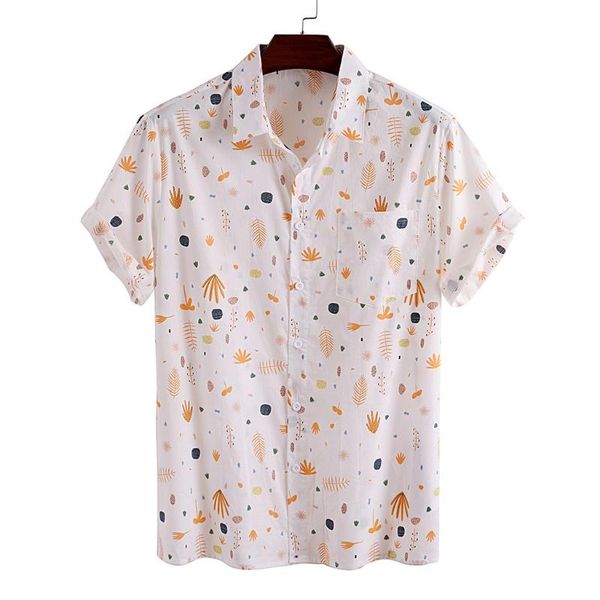 

casual short sleeve shirts for men summer hawaiian printed mens shirts turn down collar harajuku blouse chemise homme, White;black