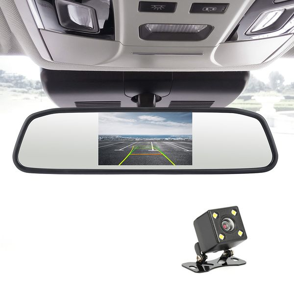 

ccd hd waterproof parking monitors system, 4 led night vision car rear view camera + 4.3 inch car rearview mirror monitor