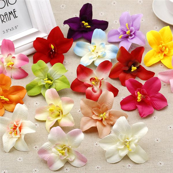 

10pcs artificial orchid flower heads wedding car decoration diy crafts accessories flower wall pgraphy props fake flowers