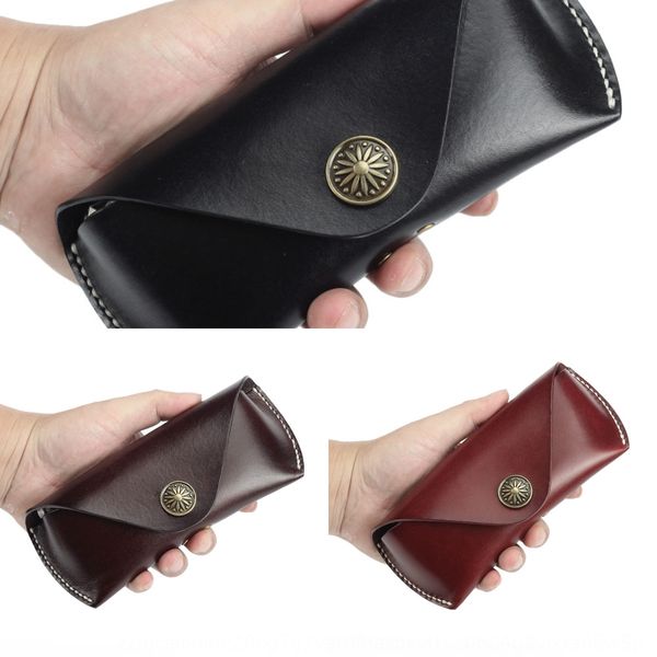 

d9p29 handmade head layer vegetable tanning leather pure cowhide light portable japanese glasses case glasses case genuine leather cover men