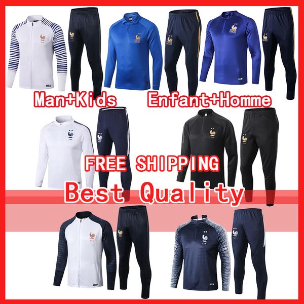 

19 20 algeria soccer tracksuit 2019 frances training suit mahrez survetement football jacket man kit mbappe algeria tracksuits jogging, Black