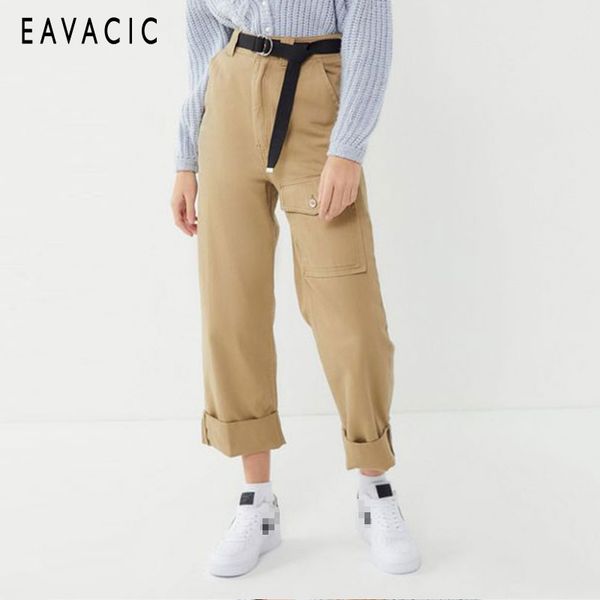 

eavacic 2019 new fashion women jeans boy friend style khaki wide-leg pants pocket, Blue