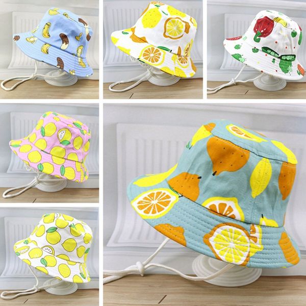 

cute baby hats summer spring baby boys girls fruits print caps kids cartoon hat sunhat infant fishman hat accessories, Yellow