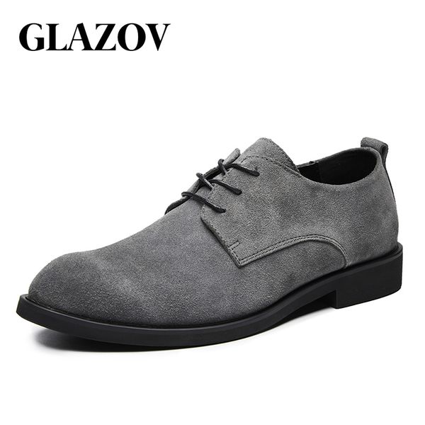

glazov brand 2019 spring suede leather men shoes oxford casual classic sneakers for male comfortable footwear big size 38-48, Black
