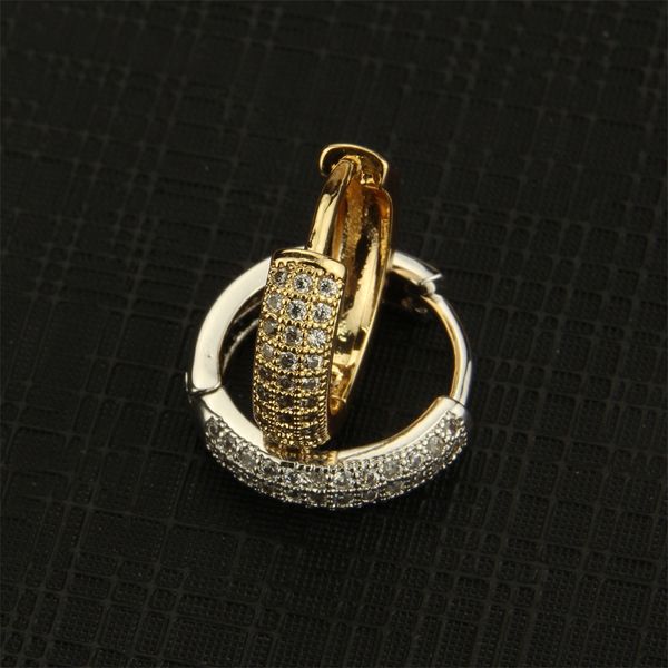 

sunsll golden copper 3 sizes earrings white color cubic zirconia hoop earrings women fashion party jewelry cobre cz brincos, Golden;silver