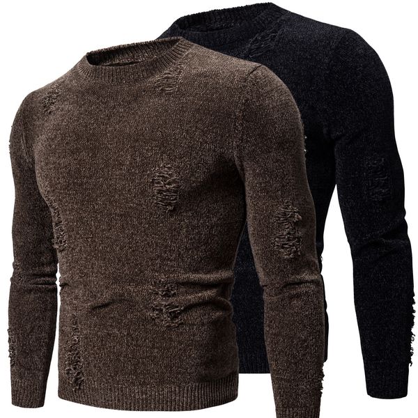 2020 novo designer masculino suéter sólido moda gola redonda malha suéteres de algodão jumper slim fit pulôver tamanho euro