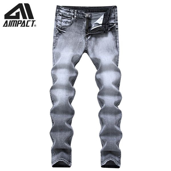 

aimpact vintage slim fitted men's jeans new fashion elasticity skinny jeans cool hiphop denim casual joggers pants am5308, Blue