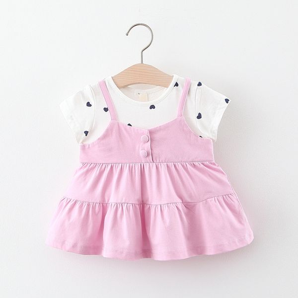 

детская дизайнерская одежда девушки детская одежда 2020 лето новые девушки с короткими рукавами платье 0123-летний ребенок горошек печатных, Red;yellow