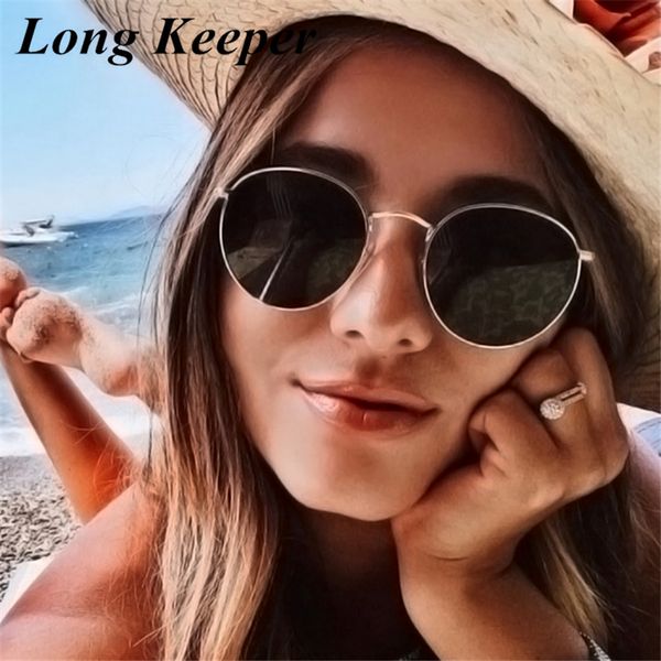 

2020 retro round sunglasses women brand designer sun glasses for women alloy mirror sunglasses female, White;black