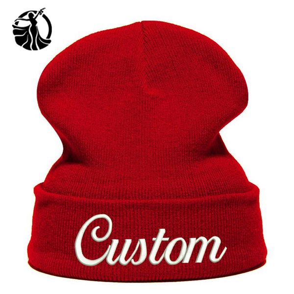 

beanie hat personalized custom embroidery lettertext name logo knit skullie cap slouchy winter autumn women and men hat
