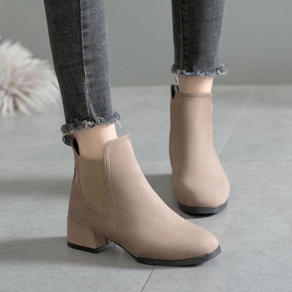 

winter boots women 2018 black ankle boots for women thick heel slip on ladies shoes