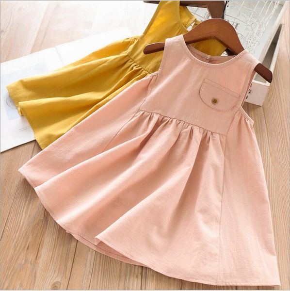 

baby summer dress 2019 girl cotton sleeveless dress princess costume cotton little girls clothing sweet princess dresses, Red;yellow