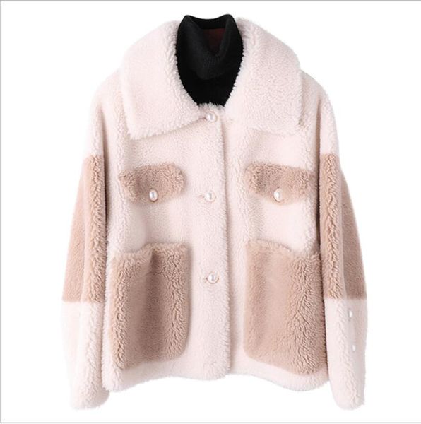

2019 autumn/winter casual loose short grain sheep sheared coat faux fur jacket women fashion coats woman, Black