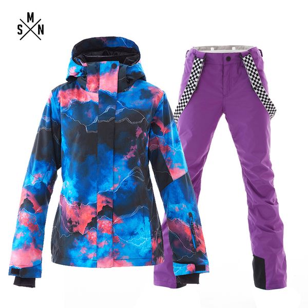 

smn ski suit breathable windproof waterproof warm women snowboard suit winter outdoor colorful sport clothing
