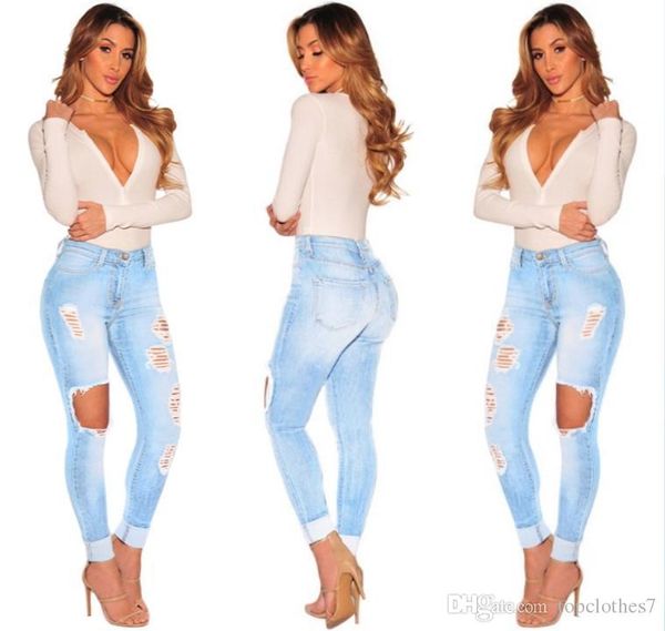 

ripped jeans denim joggers knee holes slim fit jeans for women blue rock star womens jumpsuit destroyed jeans boyfriend pencil