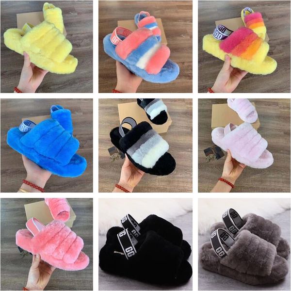 

неон желтый синий fluff да slide pantoufle женская furry сандалии furslipper hausschuhe известный люкс pantoufles-де-дизайнер женщин башмачо, Black