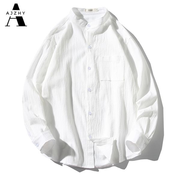 

long sleeve shirt men linen cotton casual vintage japanese streetwear men shirts korean solid shirt plus size black white shirts, White;black