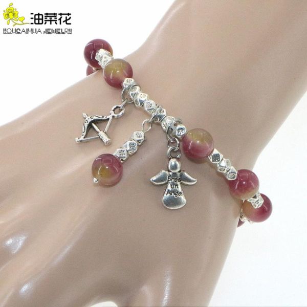 

ethnic style natural stone bracelet amazons crystals jades woman girl alloy pendant accessories gift christmas jewelry wholesale, Black