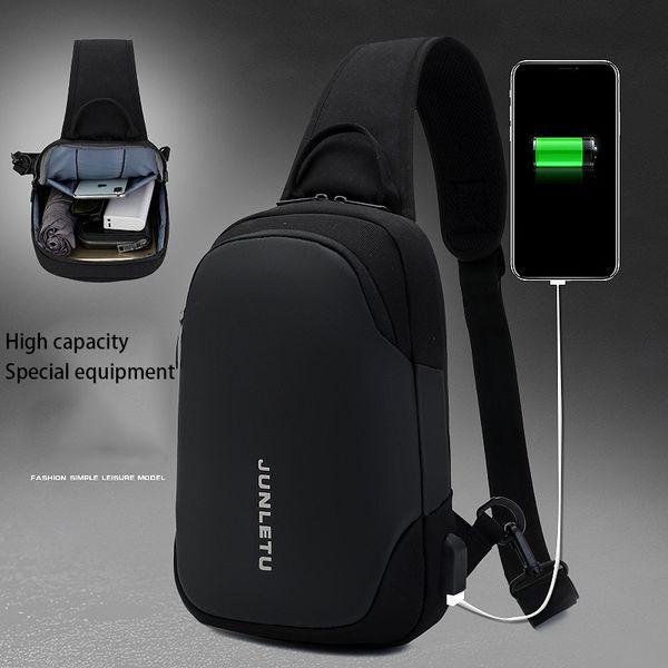 

multifunction crossbody bags men usb charging chest pack short trip messengers chest bag water repellent shoulder bag handbag
