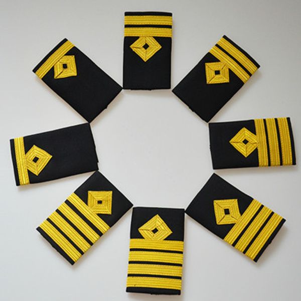 

ship sailors epaulets for captain pilot uniform shirts badges 1/2/3/4 golden bars ing, White;black