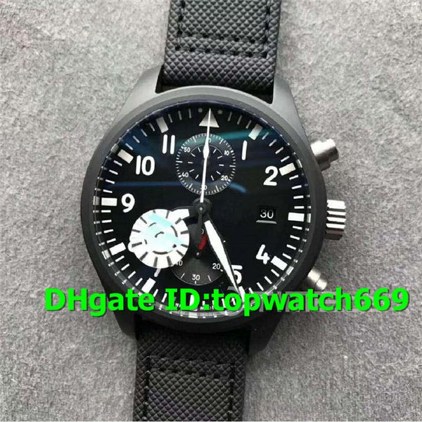 

Zf new luxury watch 389001 ceramic ca e black dial black nylon trap automatic 7750 chronograph movement apphire cry tal men watche