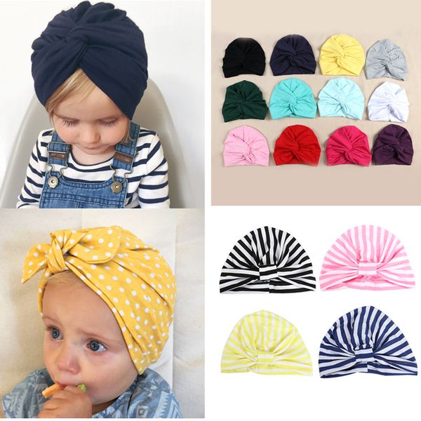

baby hat cotton bandanas baby girls kids turban headband hair head bands wrap accessories for children headdress headwrap, Yellow