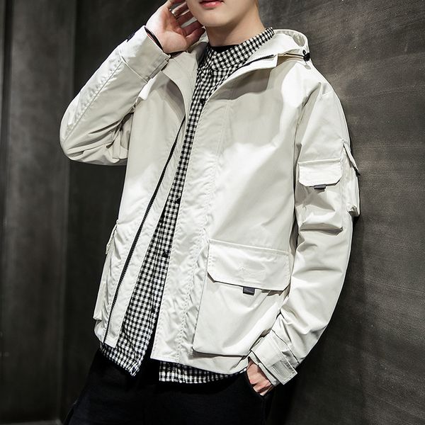 

bomber jacket men hooded collar spring and autumn outwear jackets 8-6, Black;brown