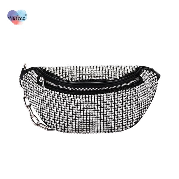 

nuleez chest bag women genuine leather cowhide bling diamond decoration fashion bag cross-body new