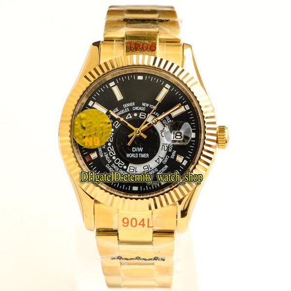 

n9 diw refit edition sky-dweller m326938-0004 черный циферблат cal.9001 автоматический двунаправленный вращающийся безель мужские часы 904l, Slivery;brown