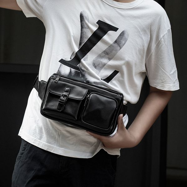 

2020 новые кожаные поясные сумки мужчины открытый велоспорт сумка мужской пакет поясная сумка мульти-карман талии пакеты грудь телефон сумка