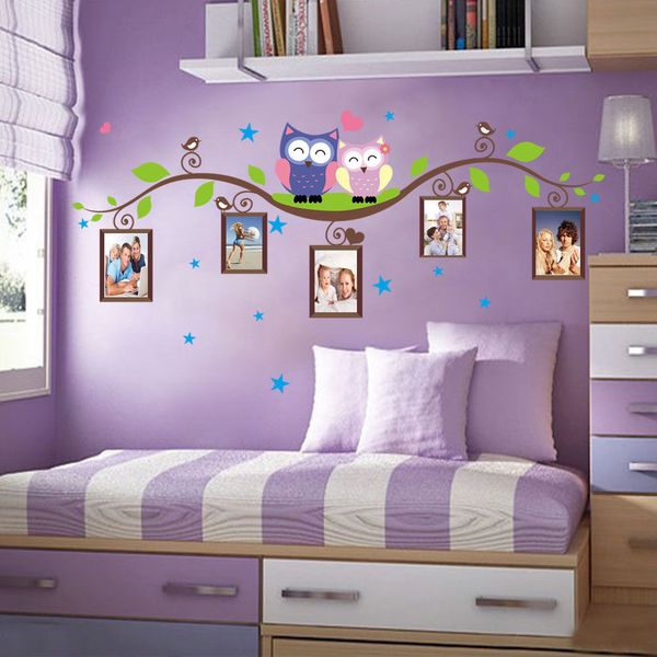 Cute Cartoon Owls Photo Frames Kids Room Decor Wall Sticker Removable Vinyl Decals Mural Removable Wall Sticker Removable Wall Stickers From