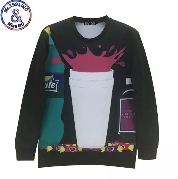 

mens дизайнер бутылки напитка баночка смешного шаблон прохладно мужчины и женщины творческий случайный длинный рукав свитер, Black