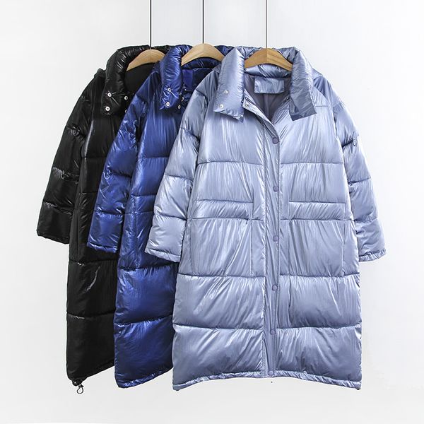 

winter casual long parkas 2019 plus size clothing fashion loose fill sustans hooded thick warm bright padded coats women t54-858, Black