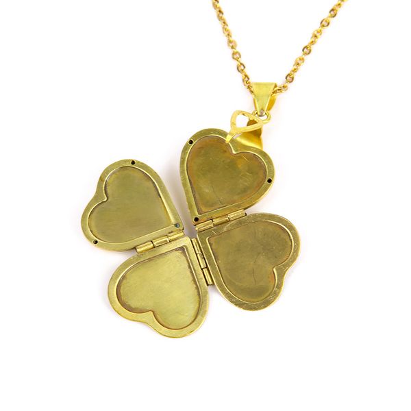 

4 ps locket family tree necklace pendant heart clover necklace, Silver