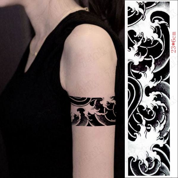

waterproof temporary tattoo sticker classical ukiyo-e wave pattern fake tatoo flash waist arm foot tatto for girl women men