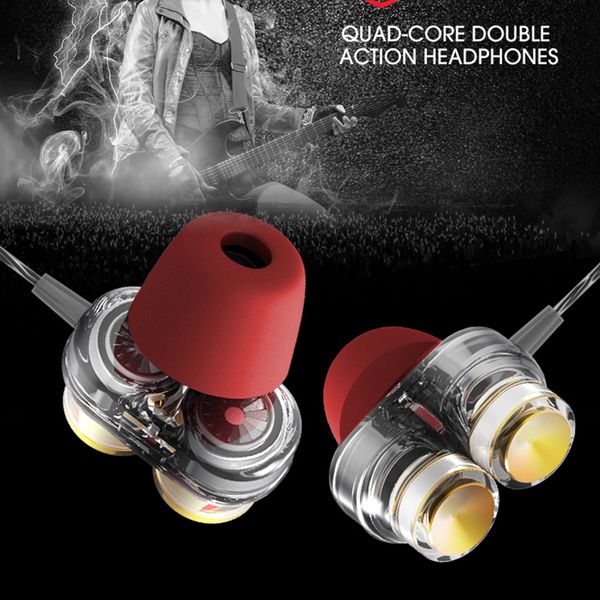 

wire headphones new kd7 hifi earphones sports magic sound bass double acting coil in-ear headphones support 2pcs delive