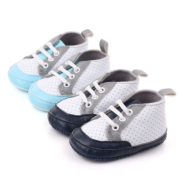 

0-18m первый walker новорожденных малышей мальчики девочки мягкой подошвой обувь pu дышащий спорта тапки малышей prewalkers