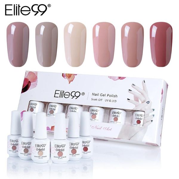 

elite99 nude color series gel nail polish 6 pieces with gift box soak off uv nail art gel polish enamel lacquer hybrid varnish, Red;pink