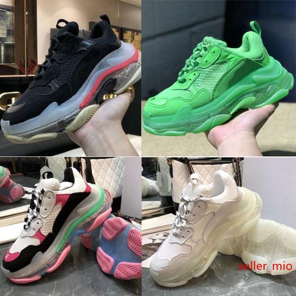 

paris 2019 crystal bottom triple-s leisure luxury dad shoes platform triple s sneakers men women vintage kanye old grandpa trainer