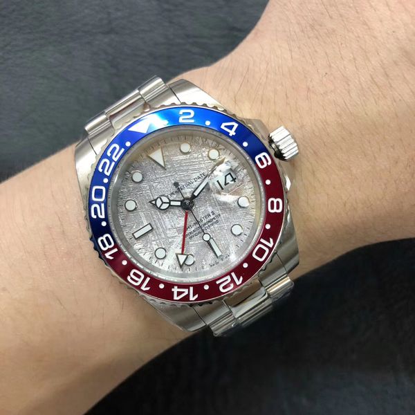 

2 style new u1 factory gmt ii batman mens watch retro graffiti dial automatic mechanical 18ct stainless steel ceramic bezel sapphire glass, Slivery;brown