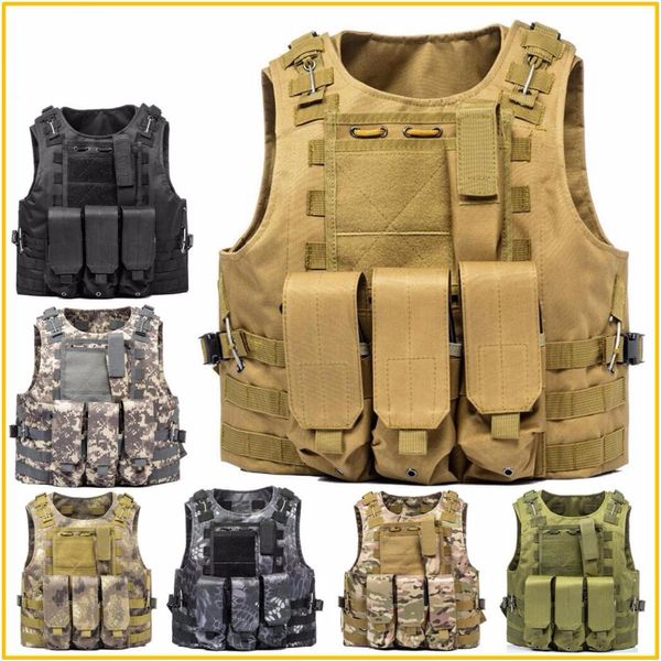 

airsoft tactical vest molle combat assault protective clothing plate carrier tactical vest 7 colors cs outdoor clothing hunting vest, Black;green