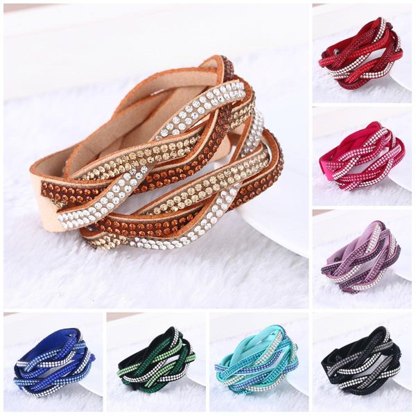 

шарм браслет для женщин женщин блестящие стразы манжеты браслет wrap искусственной красиво кожаный браслет кнопки кристаллы браслеты, Golden;silver