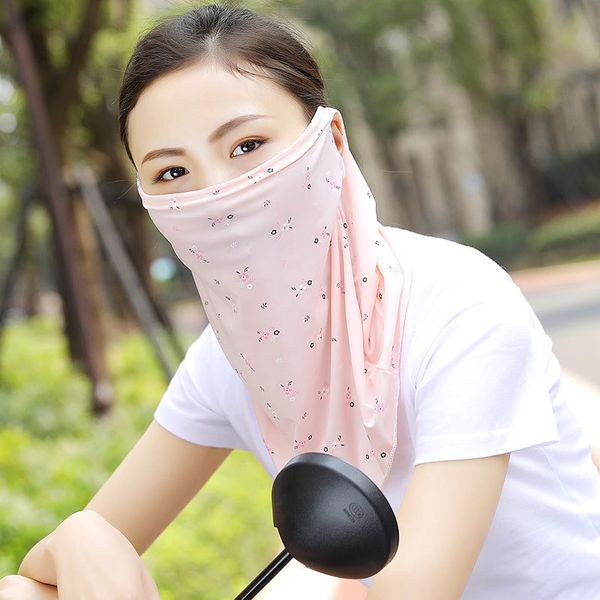 

summer ice silk sunshade sunscreen mask outdoor uv protection hanging ear neck mask riding breathable dust mask
