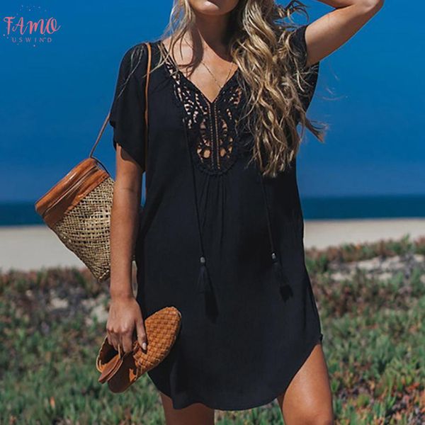 

2020 womens clothing summer womens lace tight casual dresses mini skirt deep neck summer beach fashion, Black;gray