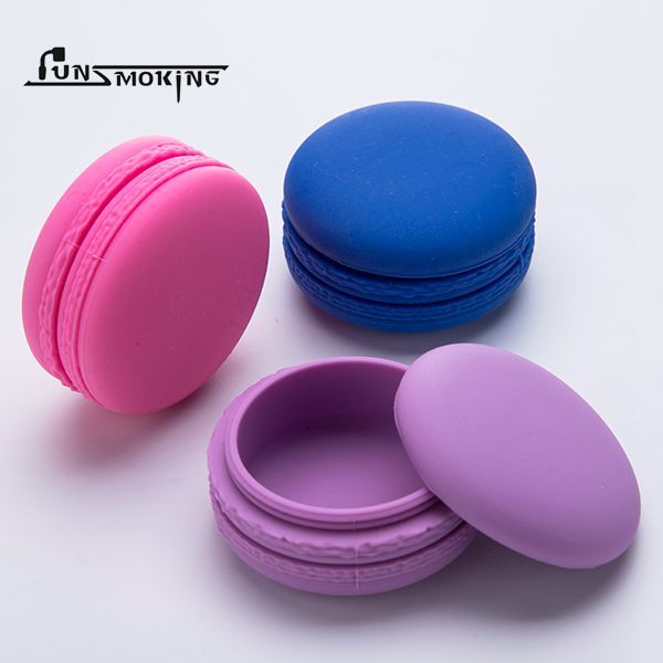 Recipiente de silicone Jar Macaron silicone 4 cores misturadas em uma caixa de presente clara p549ackacke trabalho com bong de silicone