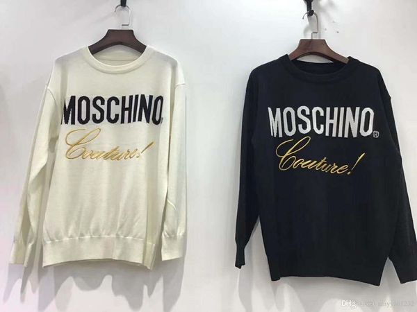 

517 2019 взлетно посадочная полоса свитер топ лето круглый вырез с длинным рукавом бренд же стиль пуловер белый черный выпускной мода роскош, White;black