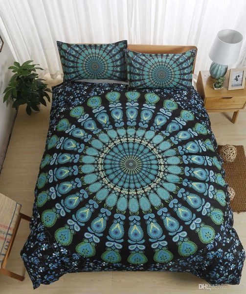 

3d printing bohemia style peacock feather 2 3 pcs bedding set with pillowcase for gift twin full  king all size