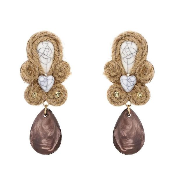 

trendy acrylic small heart drop earrings for women boho handmade rope woven statement earring pendientes party jewelry gift, Silver